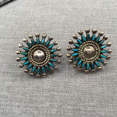 Sterling Silver And Turquoise Earrings, Vintage Native American