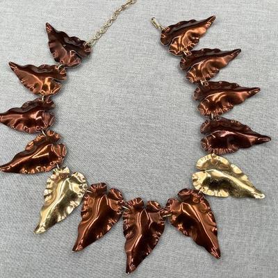 Hammered metal bronze leaves