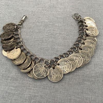 Kent Charm Bracelet With 27 Mexican 1 Centavo Coins From Mid 1950s 