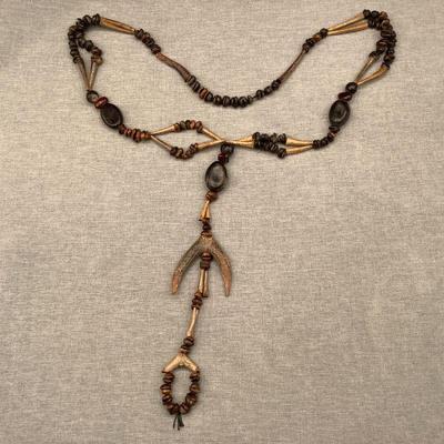 Antler tip and seed pod necklace