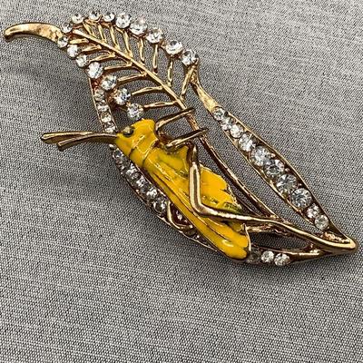 Enameled grasshopper pendant