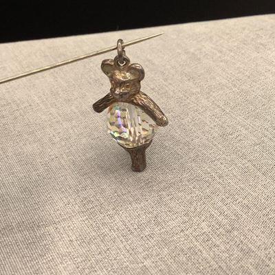 Teddy bear charm with crystal belly