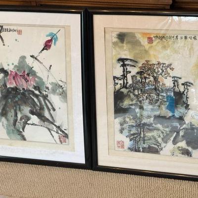 (2) Framed Japanese Watercolors

