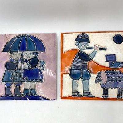 (2) Glazed Tiles From Israel And Signed By Artist
