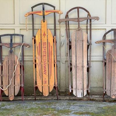 (4) Vintage Sleds
Includes (2) Speedaway sleds, (1) King of the Hill, and (1) Unidentified model