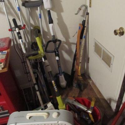GARAGE - Incredible hand tools, power tools, yard tools, toolboxes, bulbs, golf clubs, garden items, jars of nails and screws, and more!...