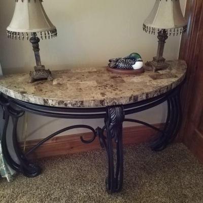 Marble Table - $200 and Lamps - $40