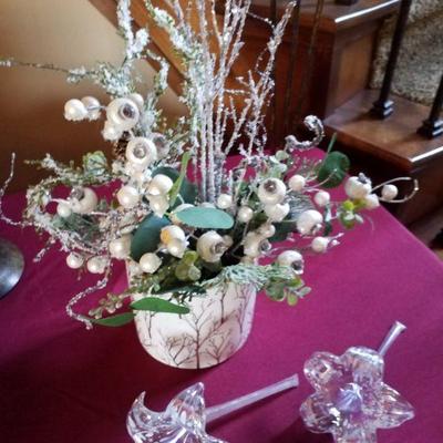$15 for fake decor, glass flowers $10 each
