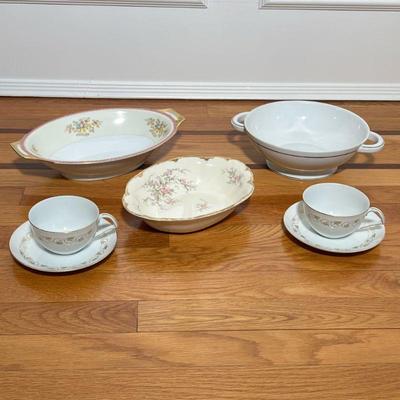 (5PC) MIXED CERAMICA | Includes: Haviland bowl with handles, pair of Kent China gilt teacups & saucers, F&B Japanese floral & gilt bowl,...