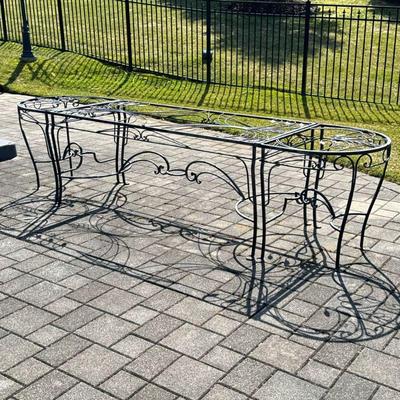 (3PC) WROUGHT IRON PATIO TABLES | 32 x 24 x 30 in, each demilune