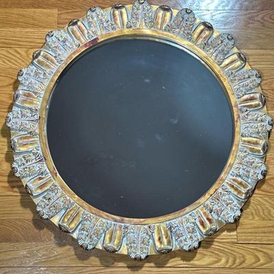 CIRCULAR WALL MIRROR | Round mirror with formed gilt leaf border