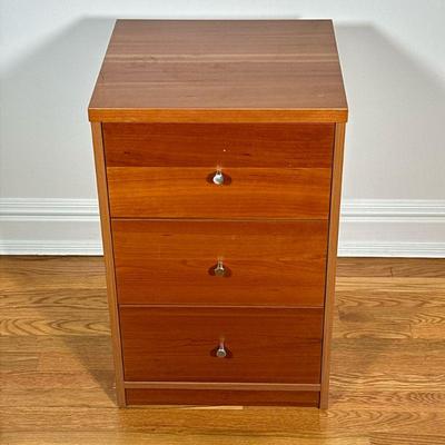 WOOD NIGHTSTAND | Small wood nightstand with 3 full width drawers