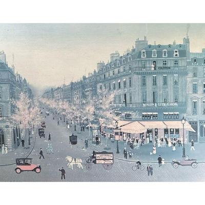 MICHEL DELACROIX (1933 - ) LITHOGRAPH | Streets of Paris 21.25 x 27.25 in sight Print on paper Signed lower left