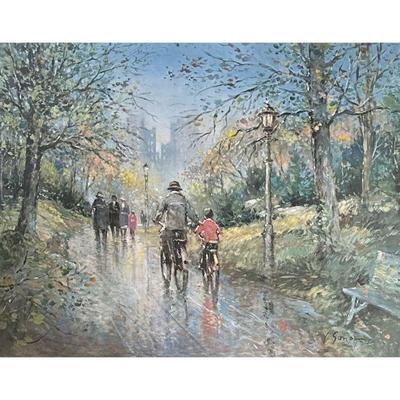 L. GORDON NUMBERED LITHOGRAPH | â€œA Ride in the Parkâ€ 20.25 x 26.25 in sight Print on paper Signed & numbered â€œ585/950â€ lower right