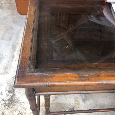 Double table glass side table