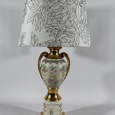 Vintage Ceramic Table Lamp with Floral Motif and