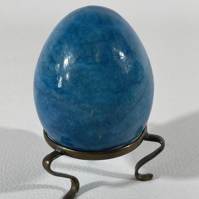 Stone Egg on Metal Stand