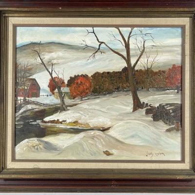 Vintage Framed Signed Judy Nelson Landscape Oil