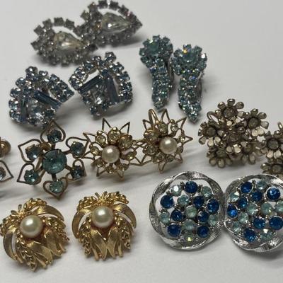Vtg Clip & Screwback Costume Jewelry Earrings