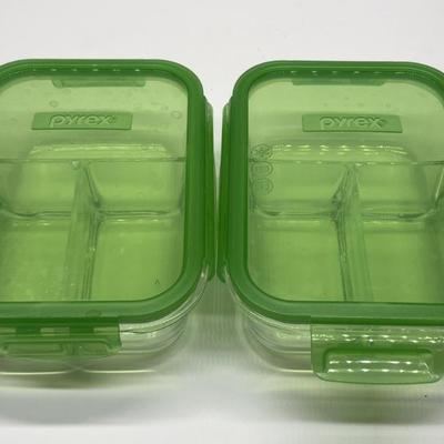 (2) Pyrex Divided Glass Food Storage Containers