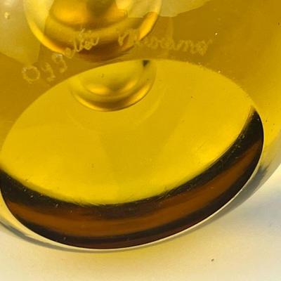 #18 â€¢ Oggetti Signed Amber Art Glass Paper Weight & 2 Others
