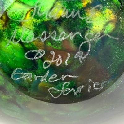 #16 â€¢ Shawn Messenger Signed Art Glass Bowl - Garden Series Turquoise Lime 2019

