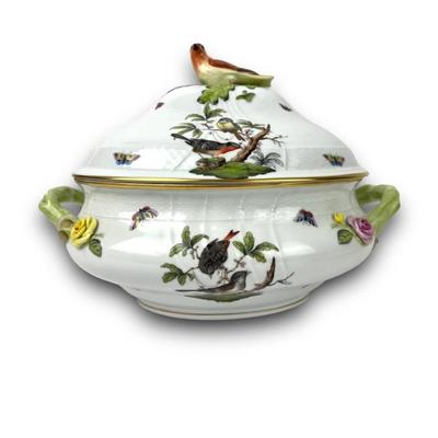 #45 â€¢ Herend Hungary Rothschild Porcelain Soup Tureen with Lid & Bird Finial 1005/RO 27
