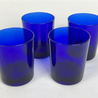 #52 â€¢ Reims Set of Four Cobalt Blue Glasses- France
