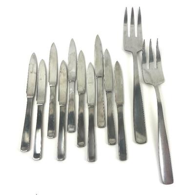 #73 â€¢ Gense Stainless Flatware Pieces Sweden - Serving Forks and Steak Knives
