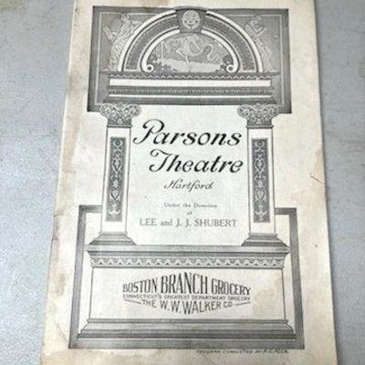 Early Hartford CT Program from Parson's Theatre
