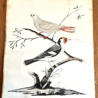 Bird Print on Silk