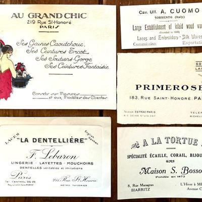 Early 20th Century Business Cards From Paris
