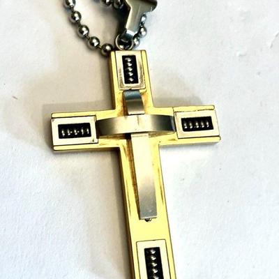Crucifix Necklace on Chain, Stainless Steel
