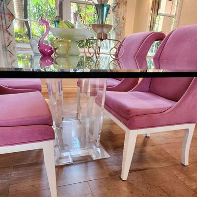 Glass Top | Lucite Bottom Dining Table