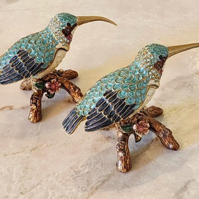 Jay Strongwater | Blue Enamel Birds | Hinged Trinket Boxes