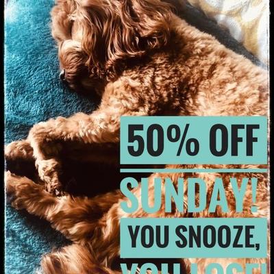 Open Sunday 9a-3pm 
50% off everything. 
*excludes prior deals/transactions 
Come get some stuff!!  
