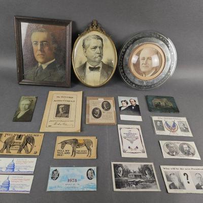 Lot 98 | Vintage Political Photos, Postcards & More! Some names include Woodrow Wilson, LBJ, Hancock, Hoover, Bryan and others. 