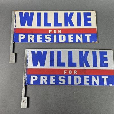 Lot 16 | Vtg Willkie for President Campaign Auto Signs