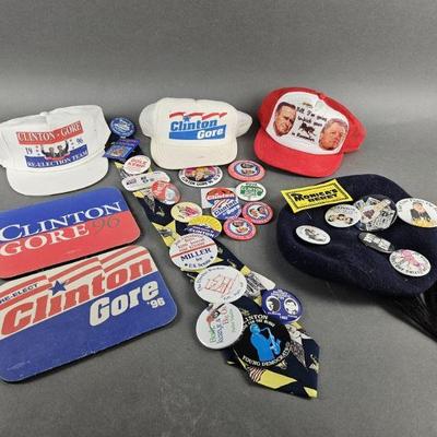 Lot 5 | Clinton/Gore '96 Campaign Hats, Buttons & More!