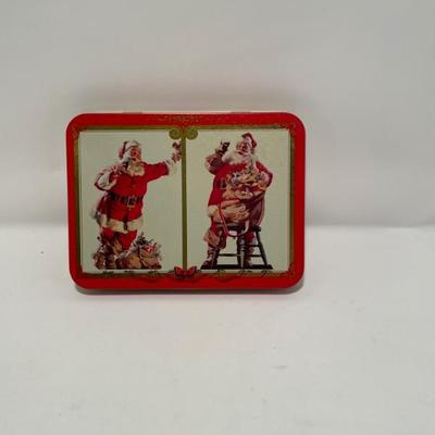 Metal tin Coca Cola Santa Claus nostalgia playing cards -$5