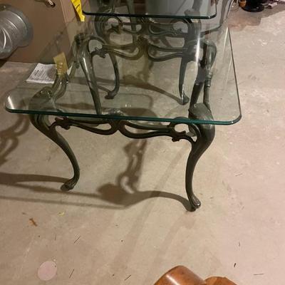 Rod iron glass top end tables
