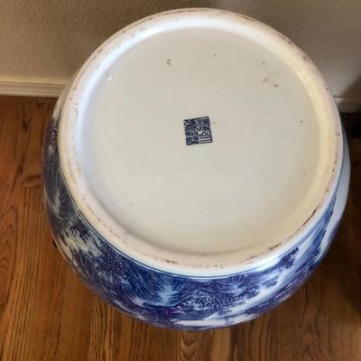 Stamp on Blue and White Ginger Jar