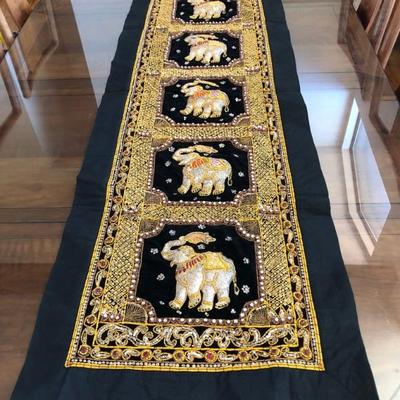 Burmese Thai Elephant Kalaga Wall Hanging L: 67in | W: 21.5/8in