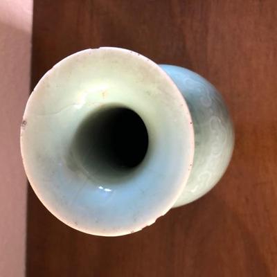 Chinese Celadon Ground Porcelain Vase, 20th century. Wear consistent with age.