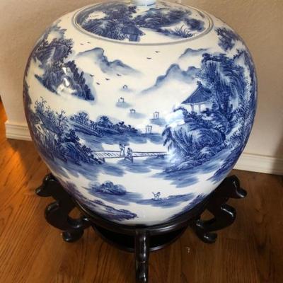 Reproduction Blue and White Ginger Jar