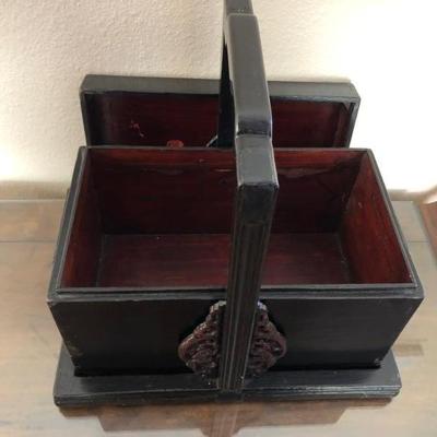 Antique Black Lacquer Food Carrier/Lunch box - interior view