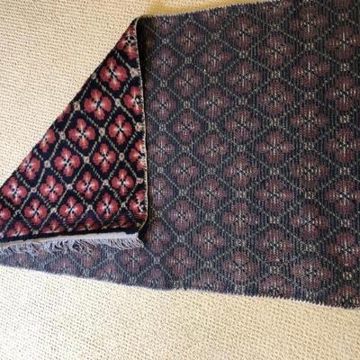 Wool Red/White/Navy Area Rug - reverse side