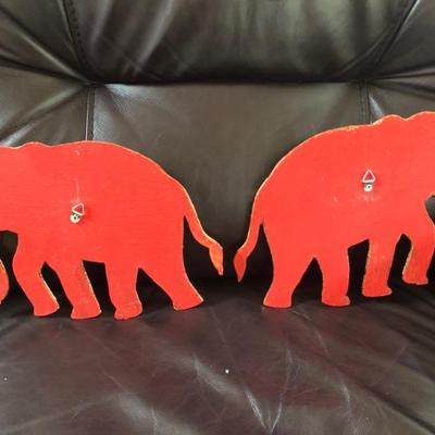 Vintage Mirror/Glass Mosaic Elephant Wall Plaques - back side