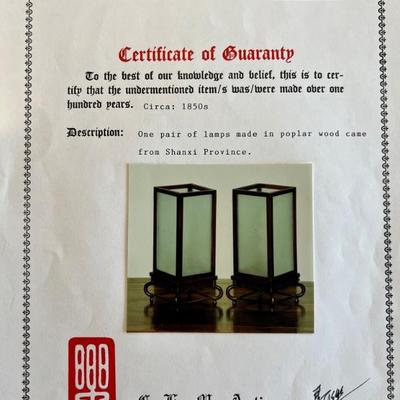 Certificate of Guaranty for Lanterns