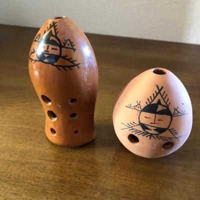 2 Chinese Ceramic/Pottery Xun Flute Instruments
